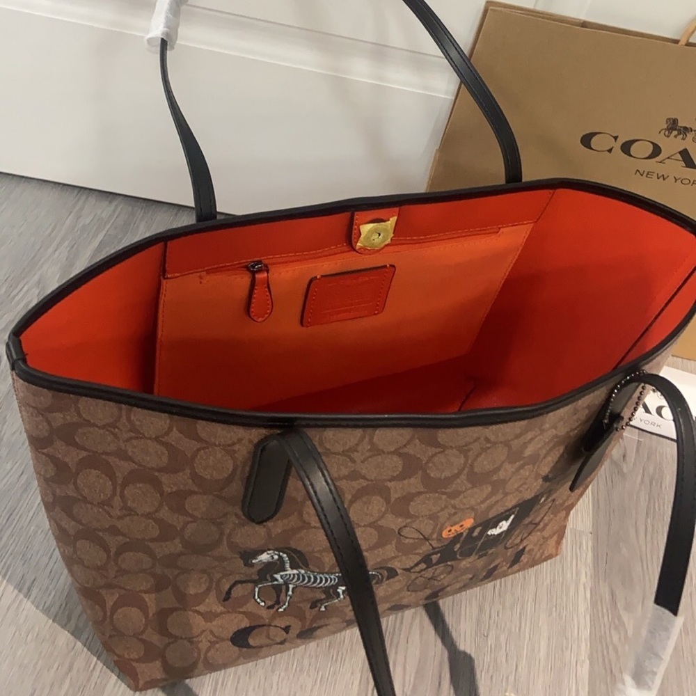 Coach Halloween Skeleton Horse City Tote - Picture 7 of 7